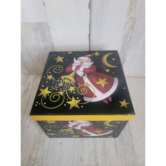 Santa box black star moon cardboard Xmas present gift - Picture 3 of 7